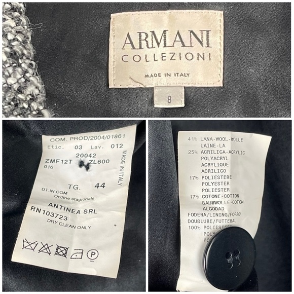 ARMANI COLLEZIONI TWEED SEQUIN BUTTON DOWN NOTCH COLLAR BLAZER JACKET - Picture 15 of 15